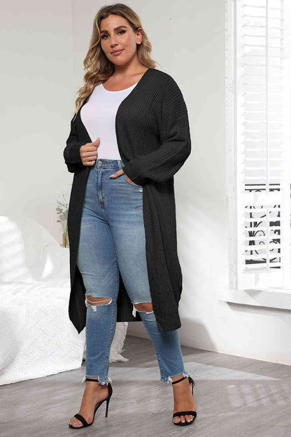 Plus Size Open Front Long Sleeve Cardigan - Free Shipping - aurelia-clothing-8955