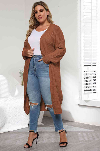 Plus Size Open Front Long Sleeve Cardigan - Free Shipping - aurelia-clothing-8955