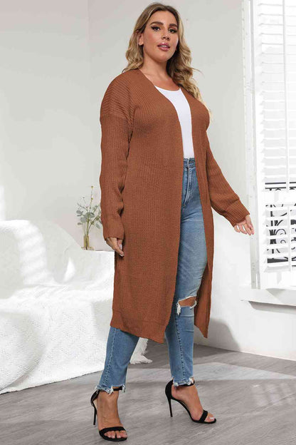 Plus Size Open Front Long Sleeve Cardigan - Free Shipping - aurelia-clothing-8955