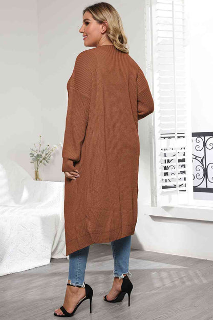 Plus Size Open Front Long Sleeve Cardigan - Free Shipping - aurelia-clothing-8955