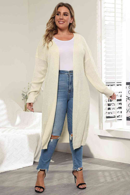 Plus Size Open Front Long Sleeve Cardigan - Free Shipping - aurelia-clothing-8955