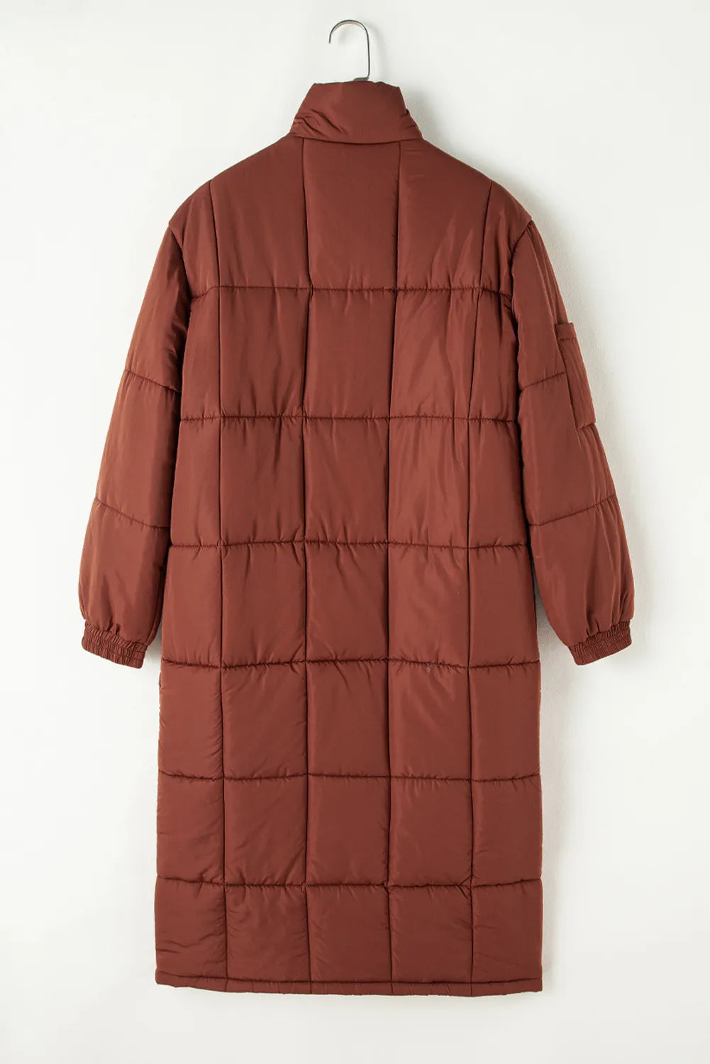 Pocketed Bubble Texture Long Sleeve Longline Winter Coat - aurelia-clothing-8955