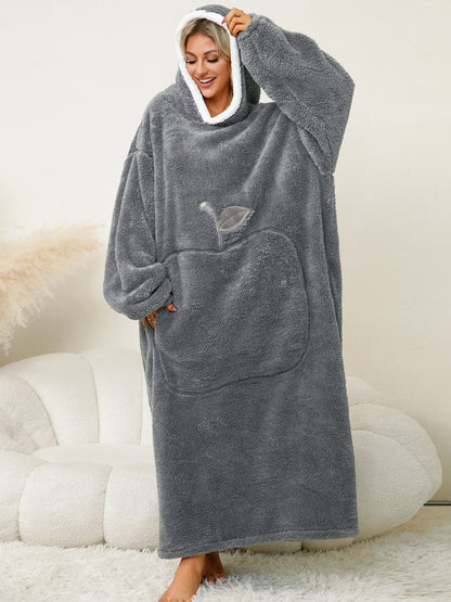 Pocketed Contrast Long Sleeve Hooded Lounge Dress - Free Shipping - aurelia-clothing-8955