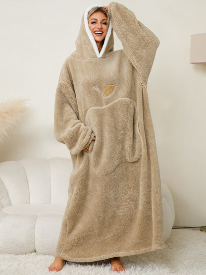 Pocketed Contrast Long Sleeve Hooded Lounge Dress - Free Shipping - aurelia-clothing-8955