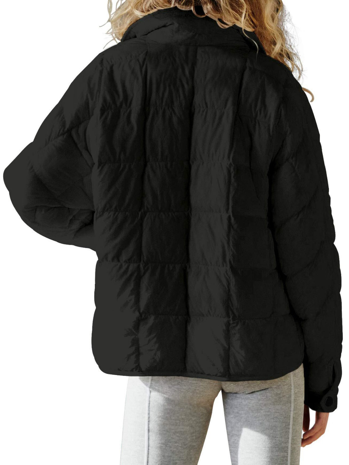Pocketed Plaid Quilted Zip Up Winter Coat - aurelia-clothing-8955