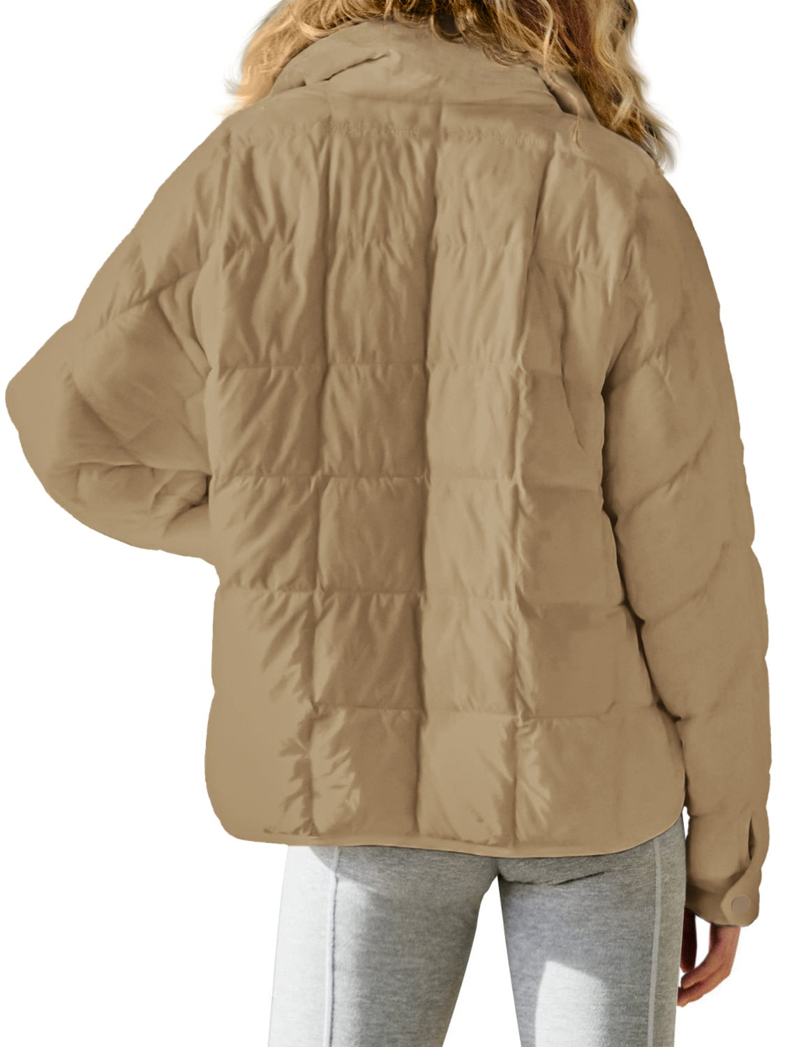 Pocketed Plaid Quilted Zip Up Winter Coat - aurelia-clothing-8955