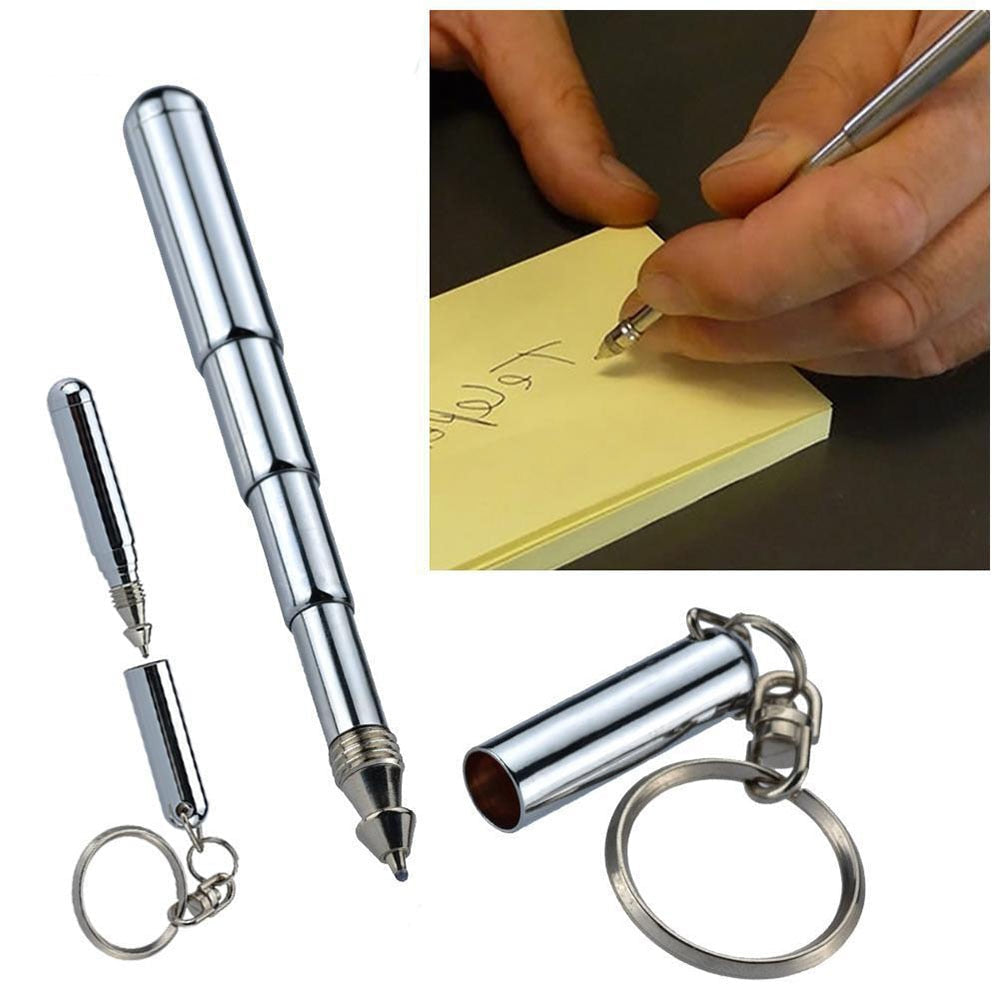 Portable Telescoping tool Pen Metal Key Ring Tool Creative Telescoping Stainless Steel Pen Keychain Ergonomic Ball Point Pen - Free Shipping - aurelia-clothing-8955
