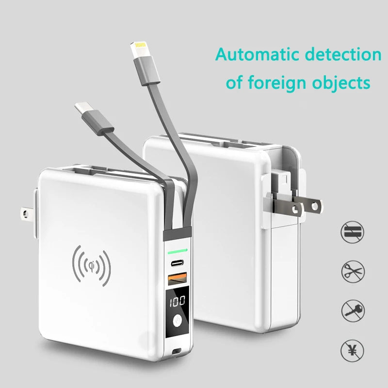 Power Bank 10000mAh With AC Plug 15W Fast Wireless Charging Powerbank USB Type C Mobile Phone Wall Charger for iPhone 14  - Free Shipping - Aurelia Clothing