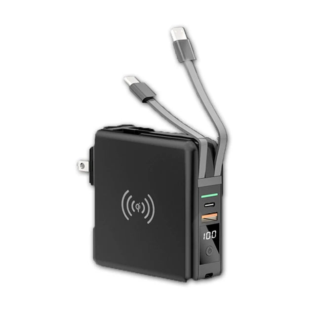 Power Bank 10000mAh With AC Plug 15W Fast Wireless Charging Powerbank USB Type C Mobile Phone Wall Charger for iPhone 14  - Free Shipping - aurelia-clothing-8955