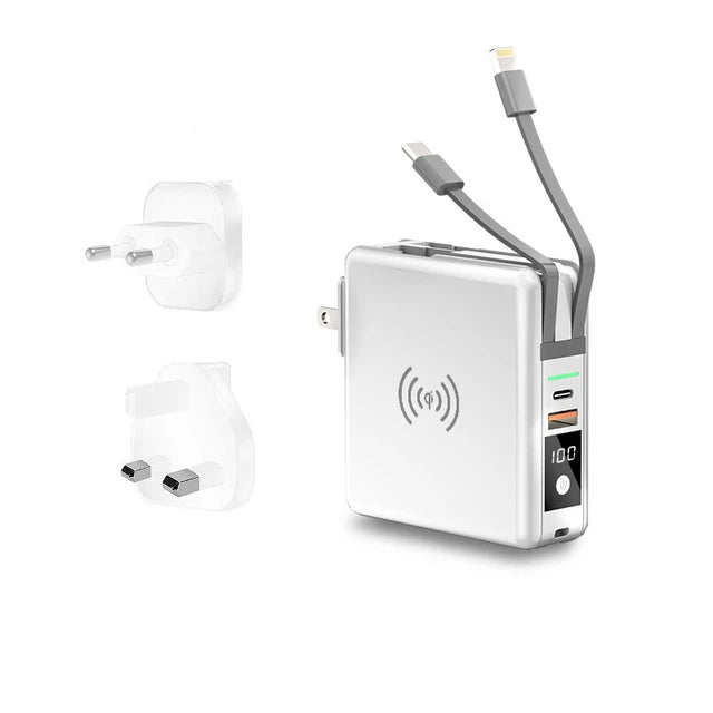 Power Bank 10000mAh With AC Plug 15W Fast Wireless Charging Powerbank USB Type C Mobile Phone Wall Charger for iPhone 14  - Free Shipping - aurelia-clothing-8955