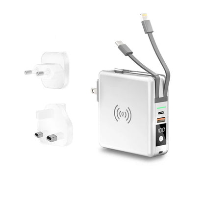 Power Bank 10000mAh With AC Plug 15W Fast Wireless Charging Powerbank USB Type C Mobile Phone Wall Charger for iPhone 14  - Free Shipping - aurelia-clothing-8955