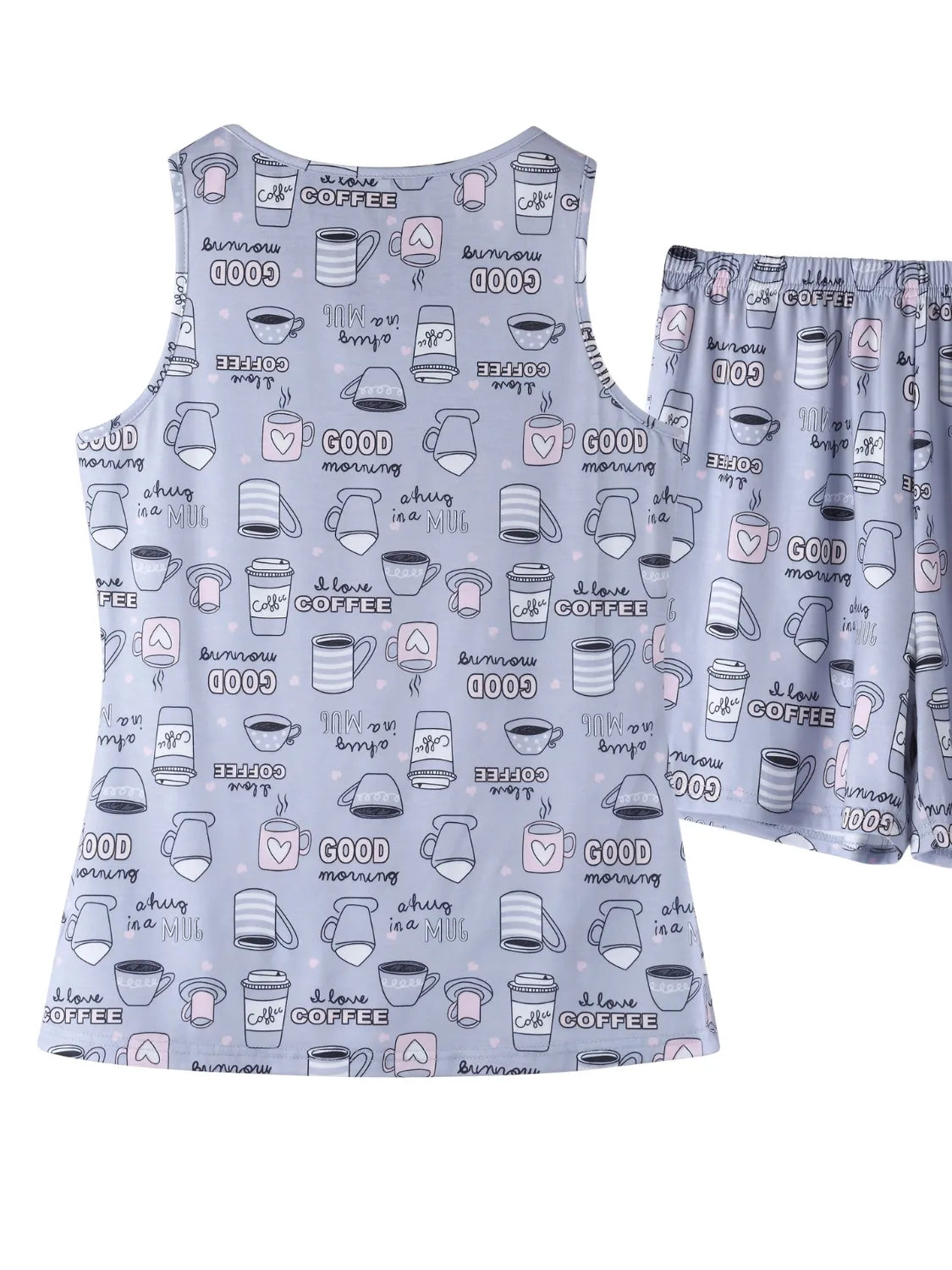 Printed Round Neck Top and Shorts Lounge Set - Free Shipping - aurelia-clothing-8955