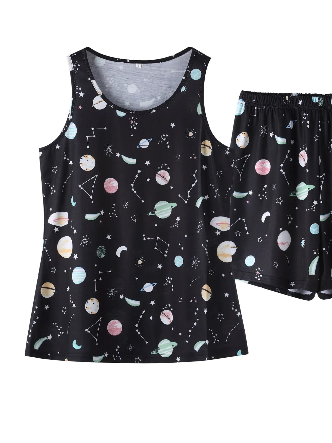 Printed Round Neck Top and Shorts Lounge Set - Free Shipping - aurelia-clothing-8955