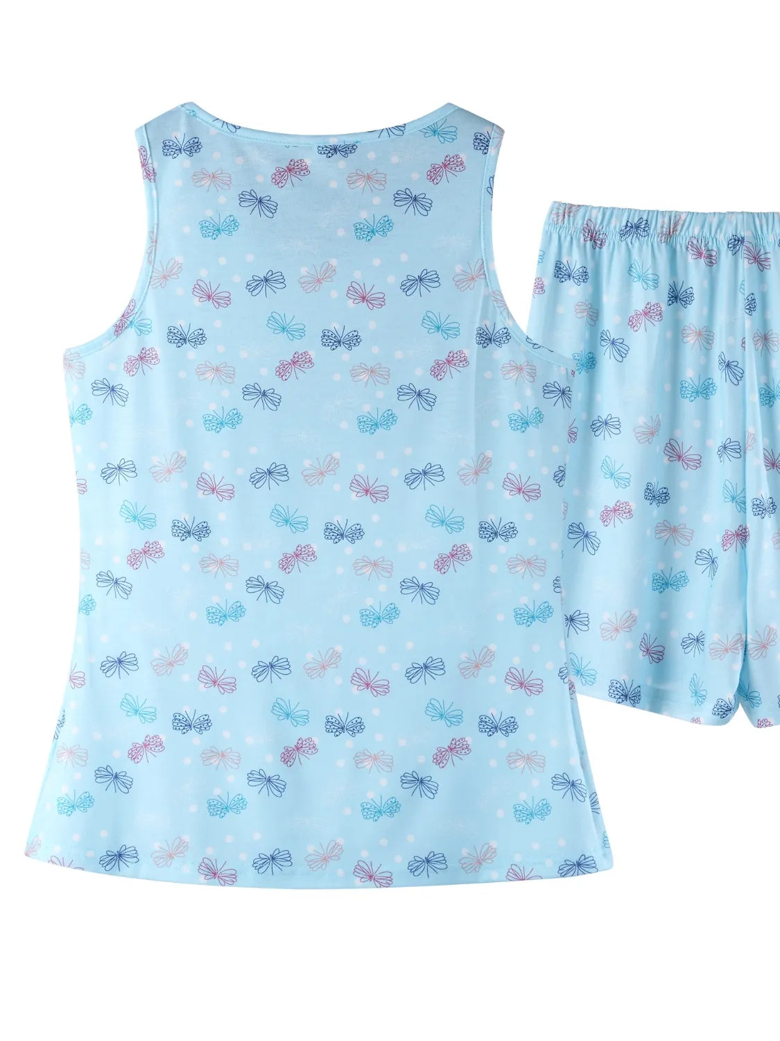 Printed Round Neck Top and Shorts Lounge Set - Free Shipping - aurelia-clothing-8955