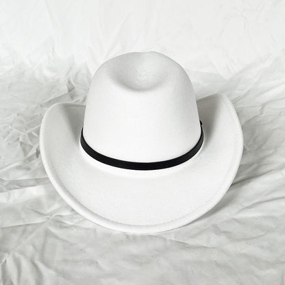 Punk Style Cowboy Top Hat Autumn And Winter Woolen Felt Hat Mens and Womens Jazz Hat British Style Metal Belt Vintage Top Hat - Free Shipping - aurelia-clothing-8955