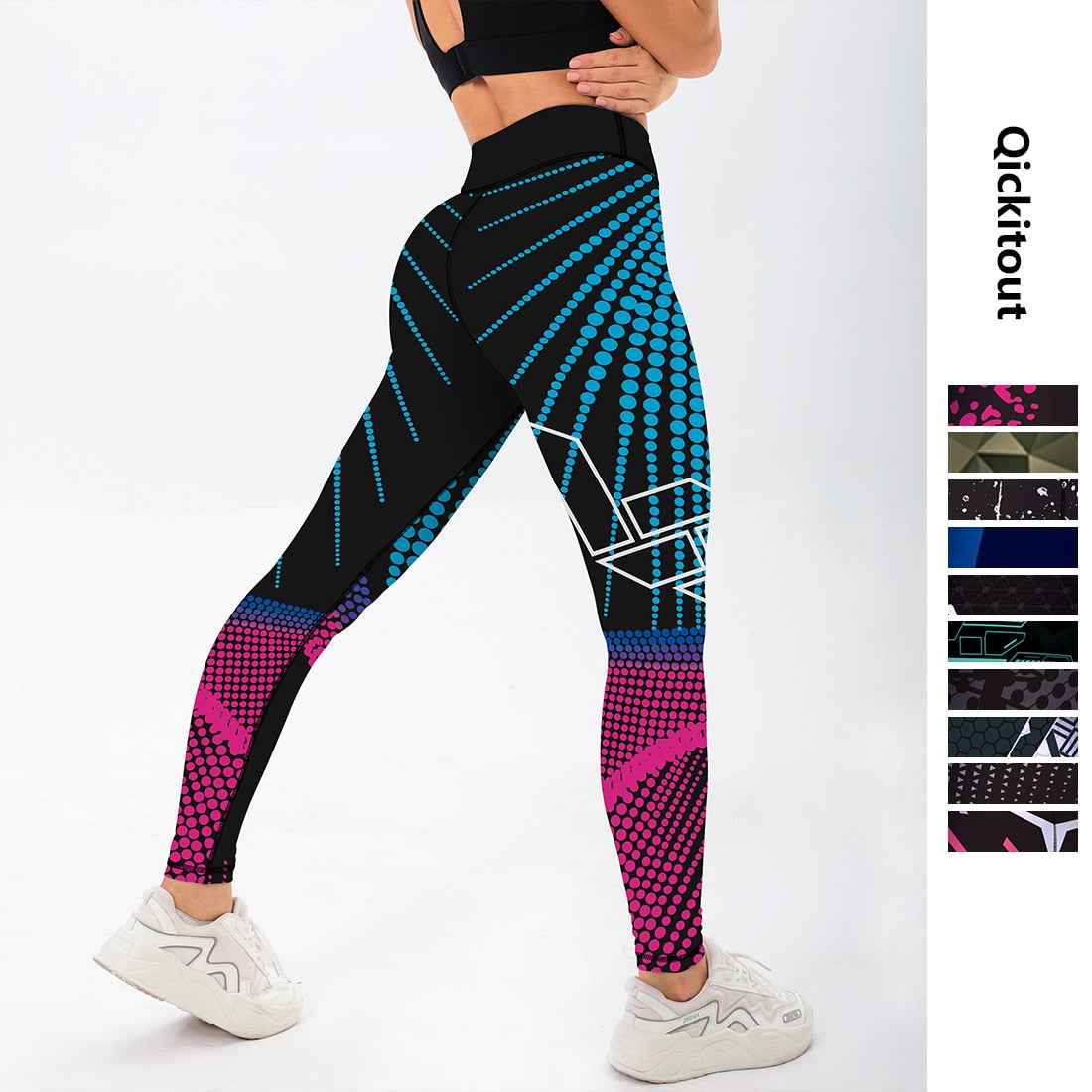 Qickitout 12%spandex Sexy High Waist Elasticity Women Digital Printed Leggings Push Up Strength Pants - aurelia-clothing-8955