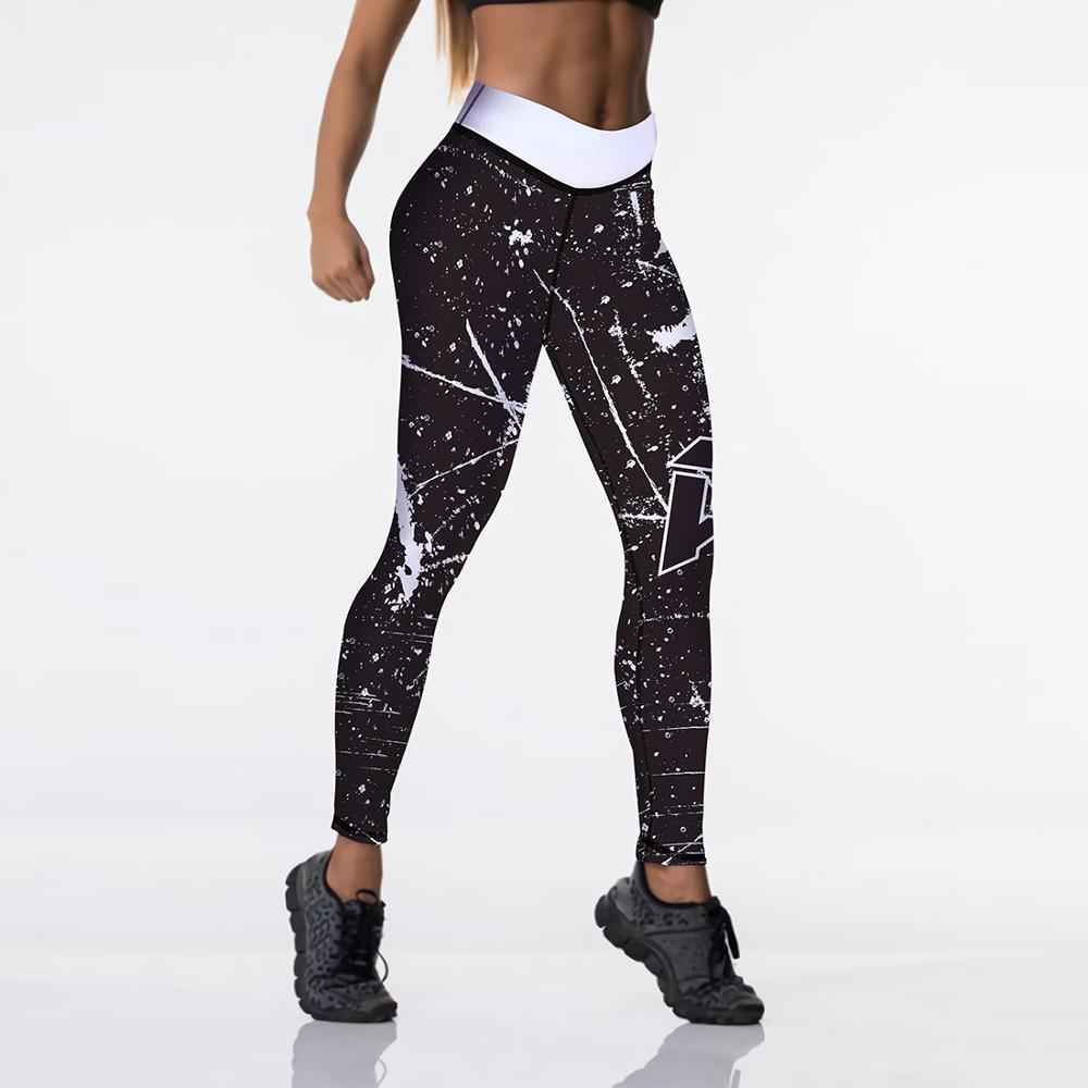 Qickitout 12%spandex Sexy High Waist Elasticity Women Digital Printed Leggings Push Up Strength Pants - aurelia-clothing-8955