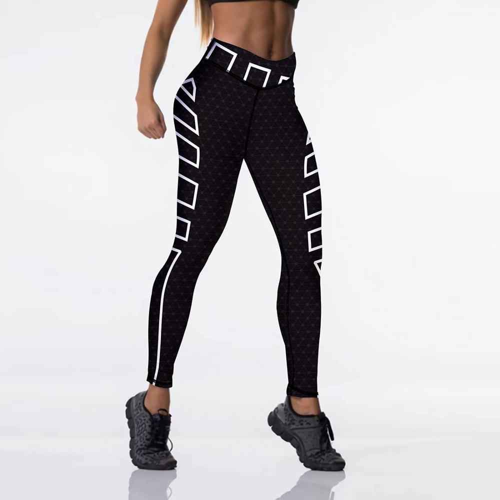 Qickitout 12%spandex Sexy High Waist Elasticity Women Digital Printed Leggings Push Up Strength Pants - aurelia-clothing-8955