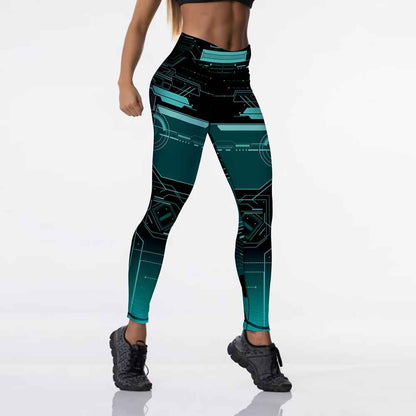 Qickitout 12%spandex Sexy High Waist Elasticity Women Digital Printed Leggings Push Up Strength Pants - aurelia-clothing-8955