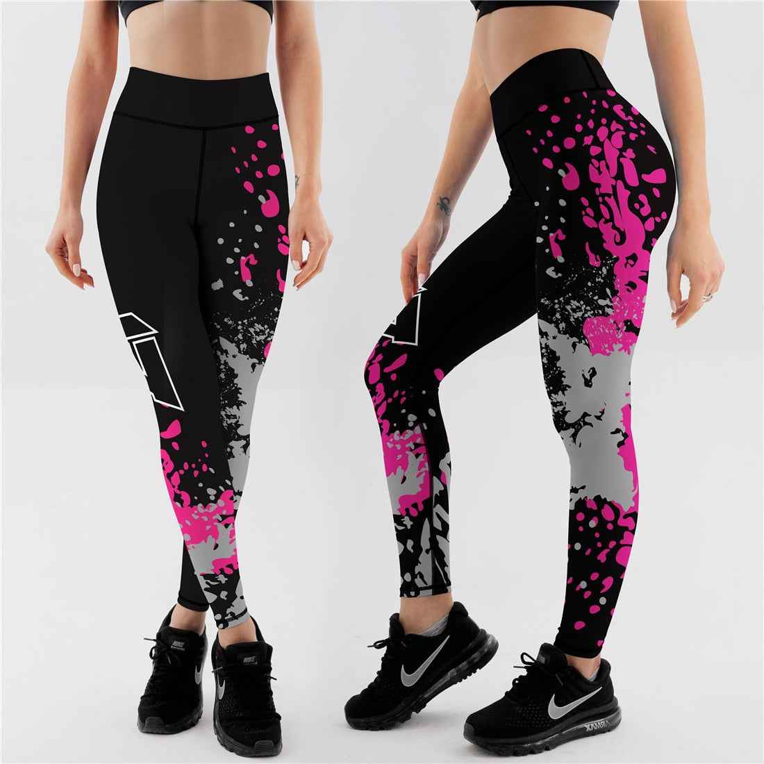 Qickitout 12%spandex Sexy High Waist Elasticity Women Digital Printed Leggings Push Up Strength Pants - aurelia-clothing-8955
