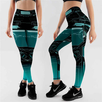 Qickitout 12%spandex Sexy High Waist Elasticity Women Digital Printed Leggings Push Up Strength Pants - aurelia-clothing-8955