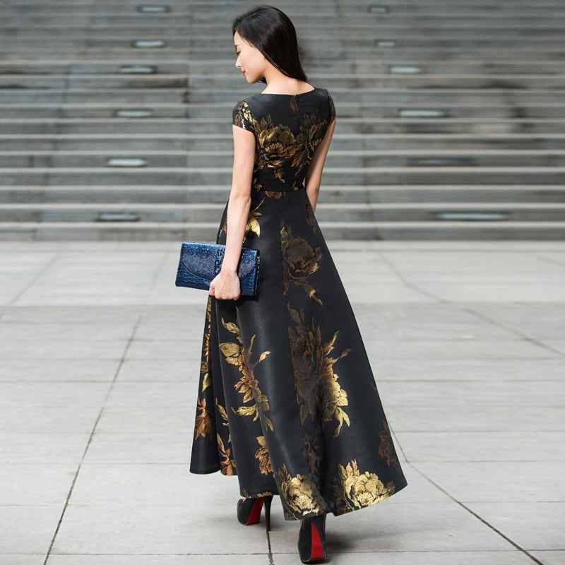 Quality New Womens Summer Long Maxi Dress Causul Elegant Ladies Boho Floral Jacquard Fashion Party Clothing Vestidos - aurelia-clothing-8955