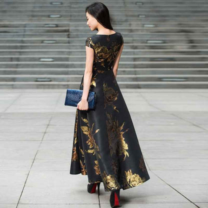 Quality New Womens Summer Long Maxi Dress Causul Elegant Ladies Boho Floral Jacquard Fashion Party Clothing Vestidos - aurelia-clothing-8955