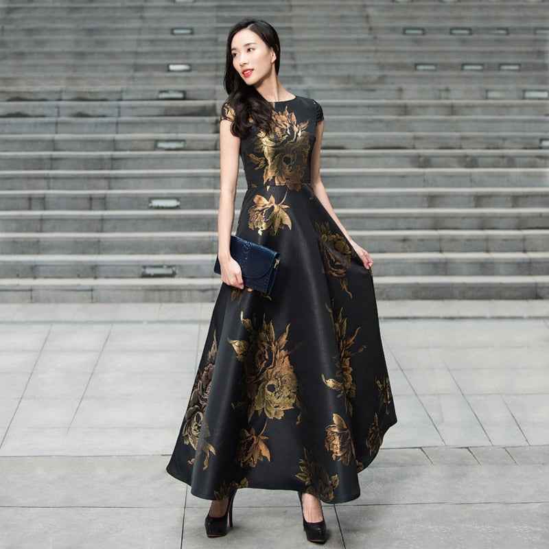 Quality New Womens Summer Long Maxi Dress Causul Elegant Ladies Boho Floral Jacquard Fashion Party Clothing Vestidos - aurelia-clothing-8955