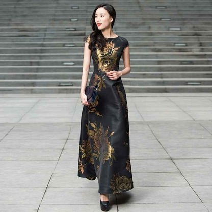 Quality New Womens Summer Long Maxi Dress Causul Elegant Ladies Boho Floral Jacquard Fashion Party Clothing Vestidos - aurelia-clothing-8955