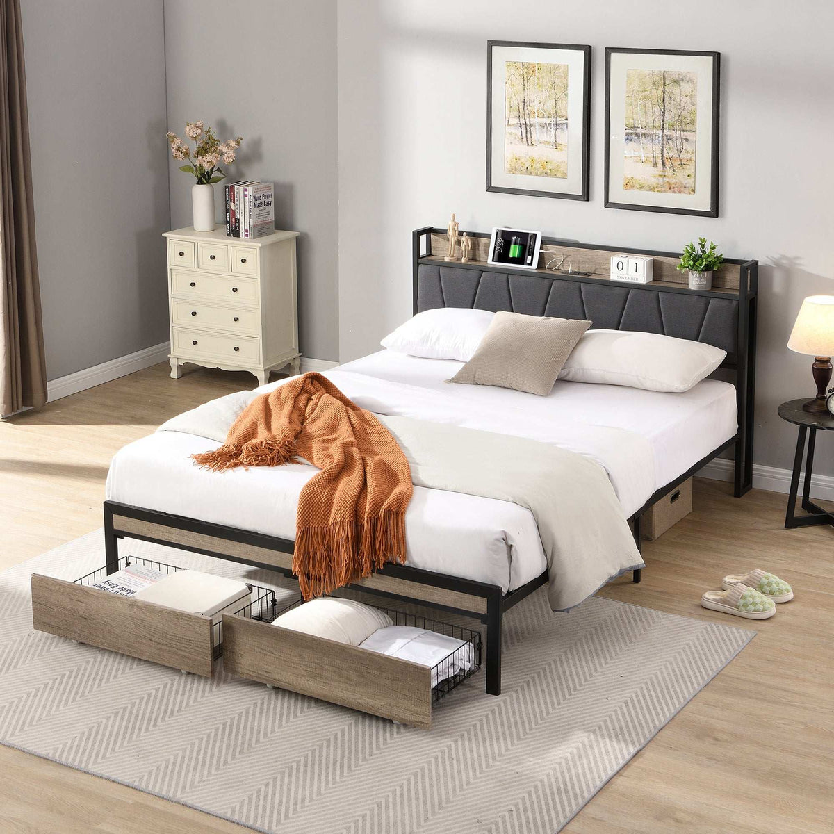 Queen Size Platform Bed Frame-Free Shipping - aurelia-clothing-8955