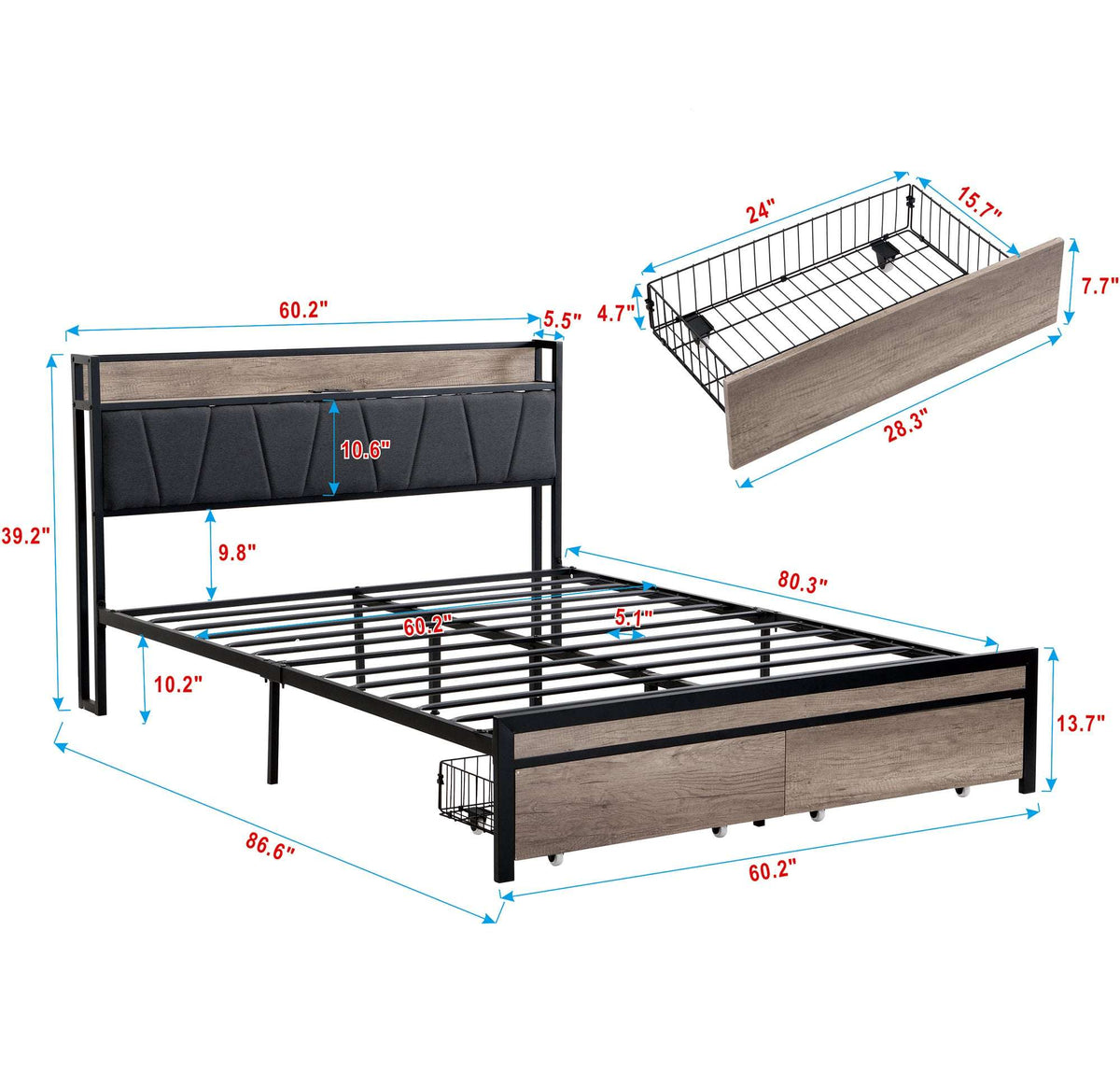 Queen Size Platform Bed Frame-Free Shipping - aurelia-clothing-8955