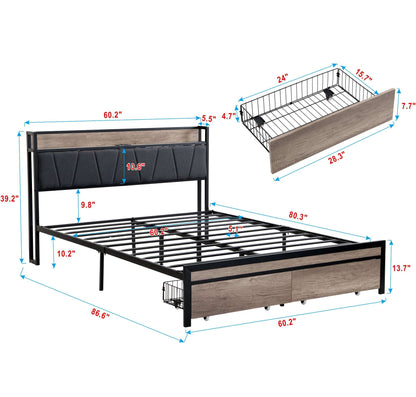 Queen Size Platform Bed Frame-Free Shipping - aurelia-clothing-8955
