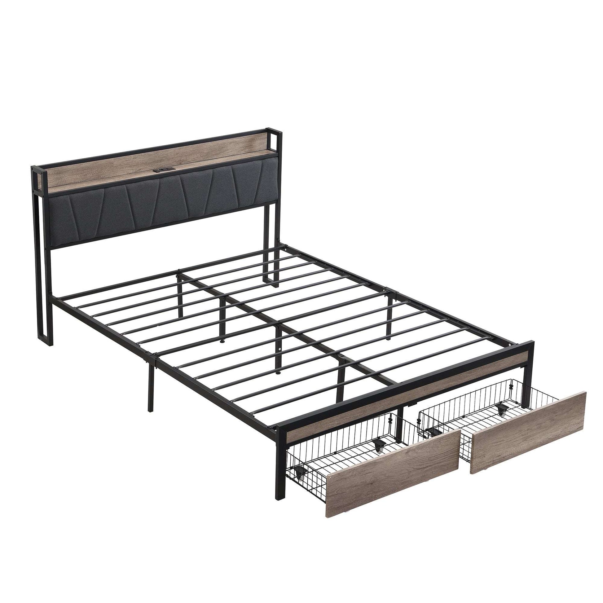 Queen Size Platform Bed Frame-Free Shipping - aurelia-clothing-8955