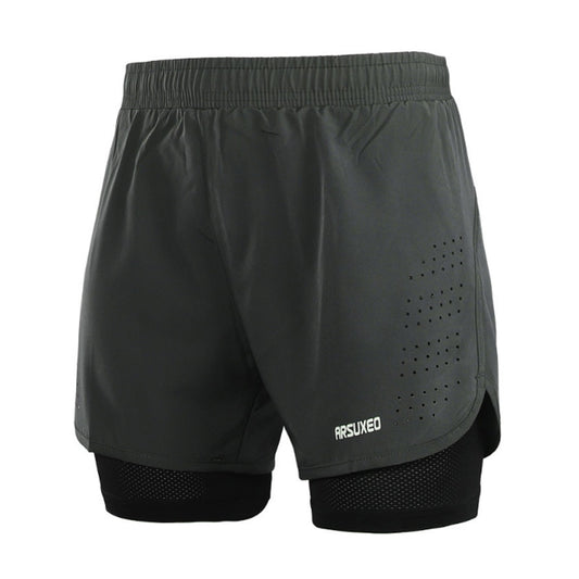 Quick Dry Mens Sports 3 Running Shorts Active Training Exercise Jogging 2 IN 1 Shorts With Longer Liner 4 Colors-in Running Shorts - Free Shipping - aurelia-clothing-8955