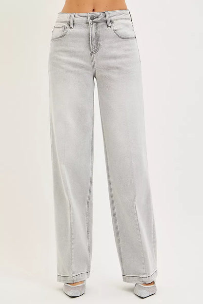 RISEN Slouchy Baggy Jeans with Contrast Stitching-Free Shipping - aurelia-clothing-8955