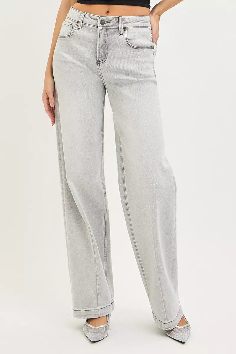RISEN Slouchy Baggy Jeans with Contrast Stitching-Free Shipping - aurelia-clothing-8955