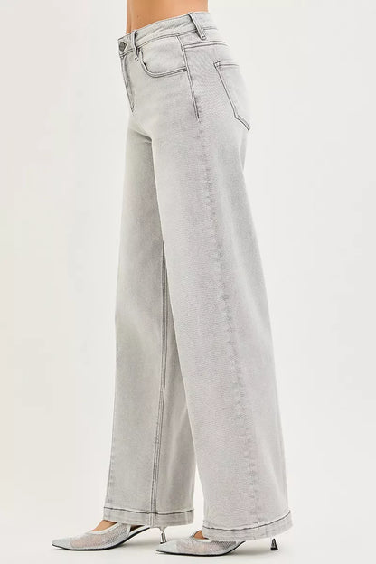 RISEN Slouchy Baggy Jeans with Contrast Stitching-Free Shipping - aurelia-clothing-8955