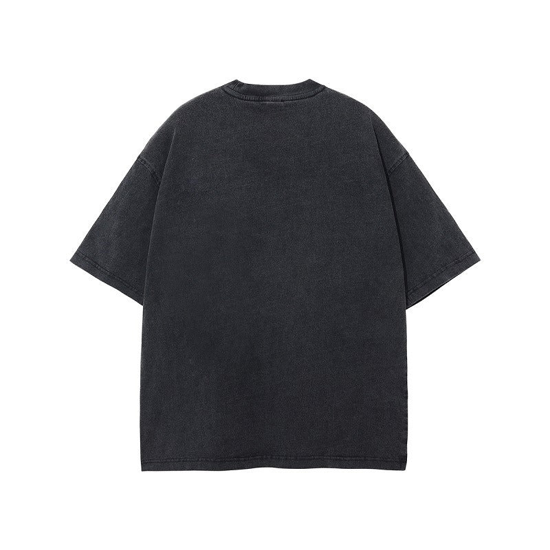 Retro washed and distressed band printed T-shirt for men and women couple Oversize short sleeved - Free Shipping - aurelia-clothing-8955