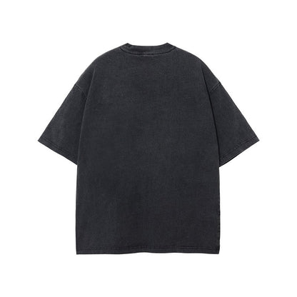 Retro washed and distressed band printed T-shirt for men and women couple Oversize short sleeved - Free Shipping - aurelia-clothing-8955