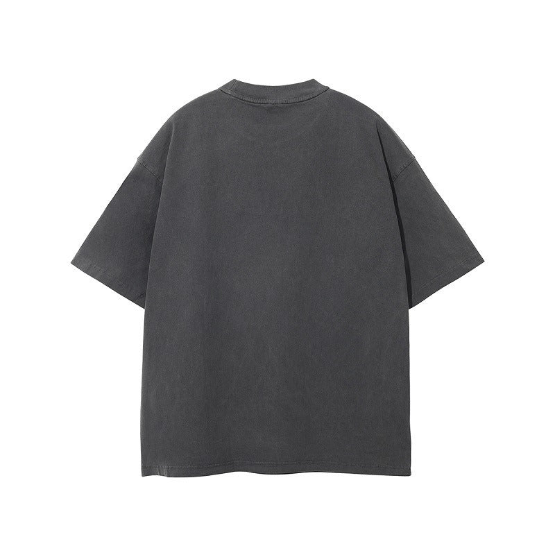 Retro washed and distressed band printed T-shirt for men and women couple Oversize short sleeved - Free Shipping - aurelia-clothing-8955