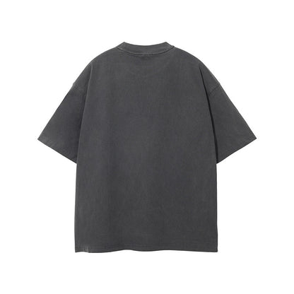 Retro washed and distressed band printed T-shirt for men and women couple Oversize short sleeved - Free Shipping - aurelia-clothing-8955