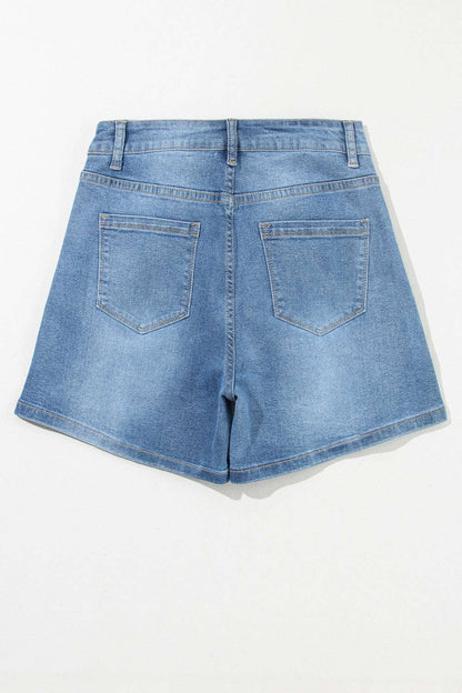 Rhinestone High Waist Denim Shorts - aurelia-clothing-8955