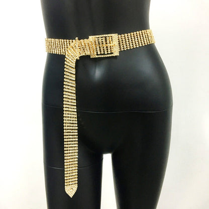Rhinestone waist chain full of diamonds eight rows fashion all-match ladies belt personality jeans belt women - Free Shipping - aurelia-clothing-8955
