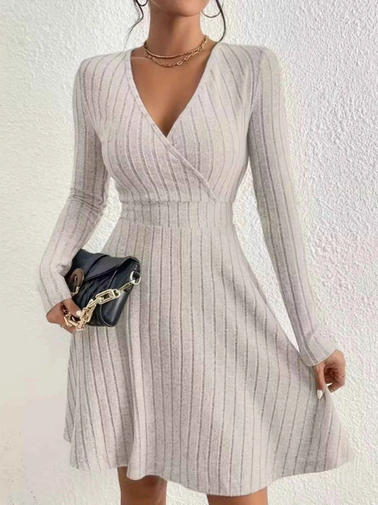 Ribbed Knit Wrap Mini Dress - Free Shipping - Aurelia Clothing