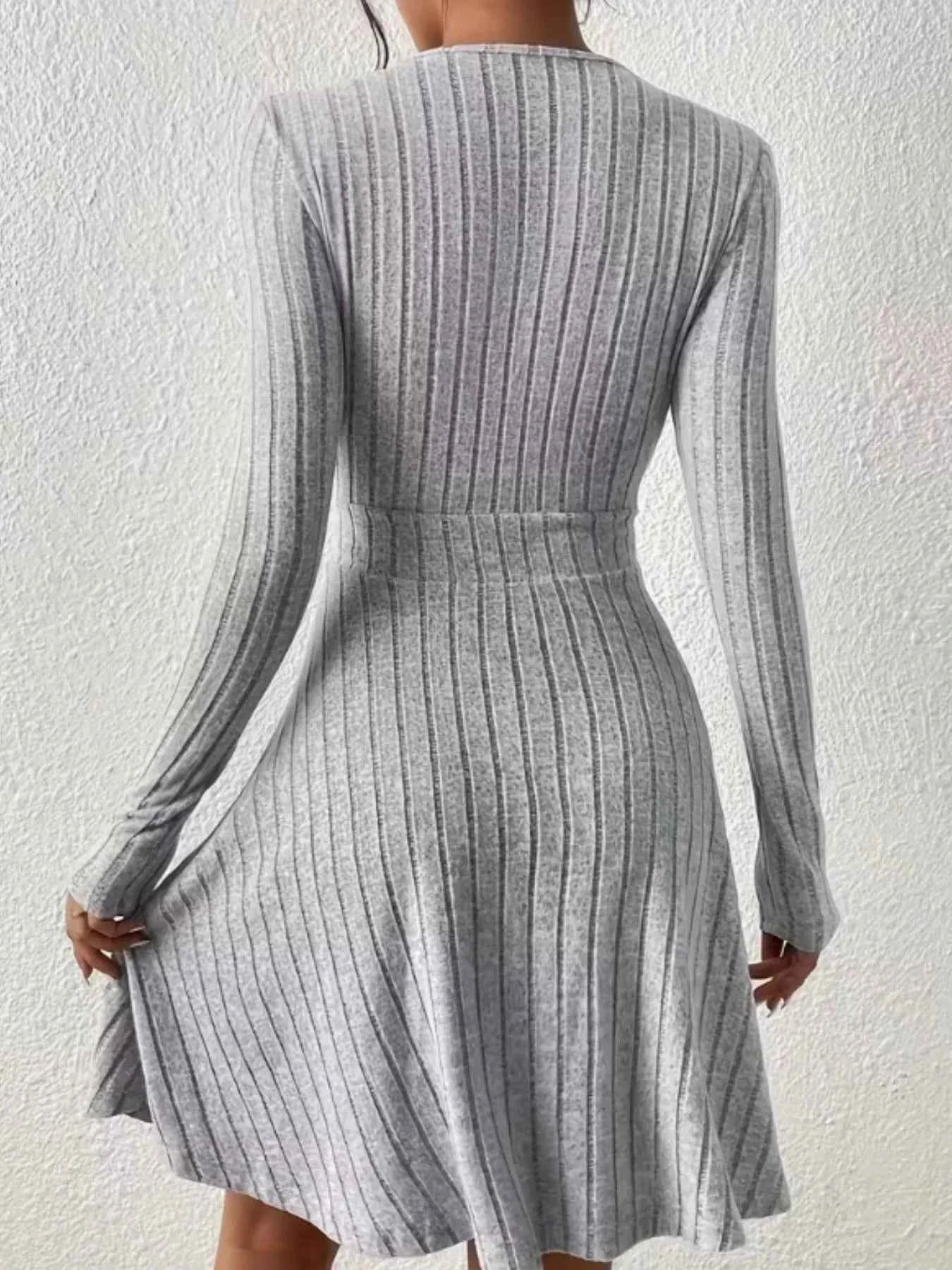 Ribbed Knit Wrap Mini Dress - Free Shipping - aurelia-clothing-8955