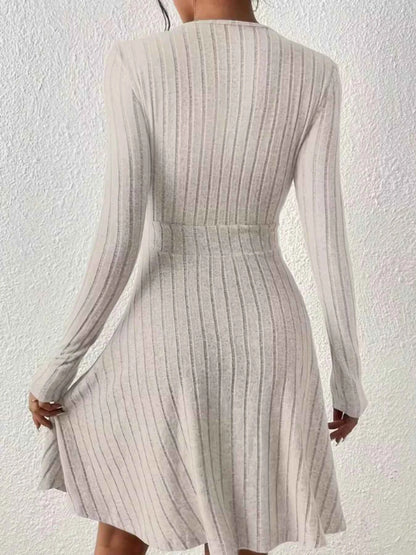 Ribbed Knit Wrap Mini Dress - Free Shipping - aurelia-clothing-8955