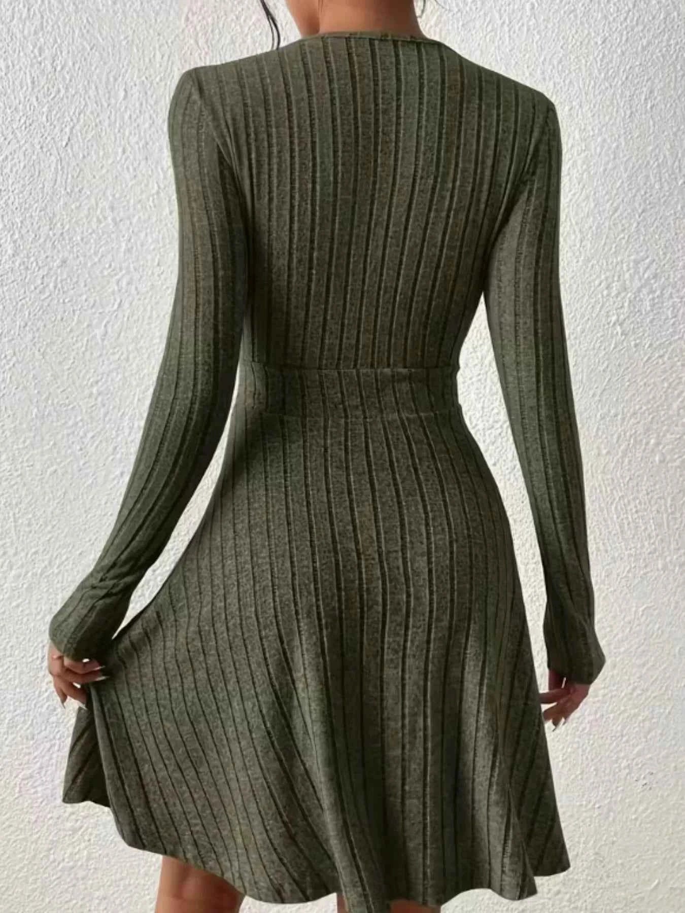 Ribbed Knit Wrap Mini Dress - Free Shipping - aurelia-clothing-8955