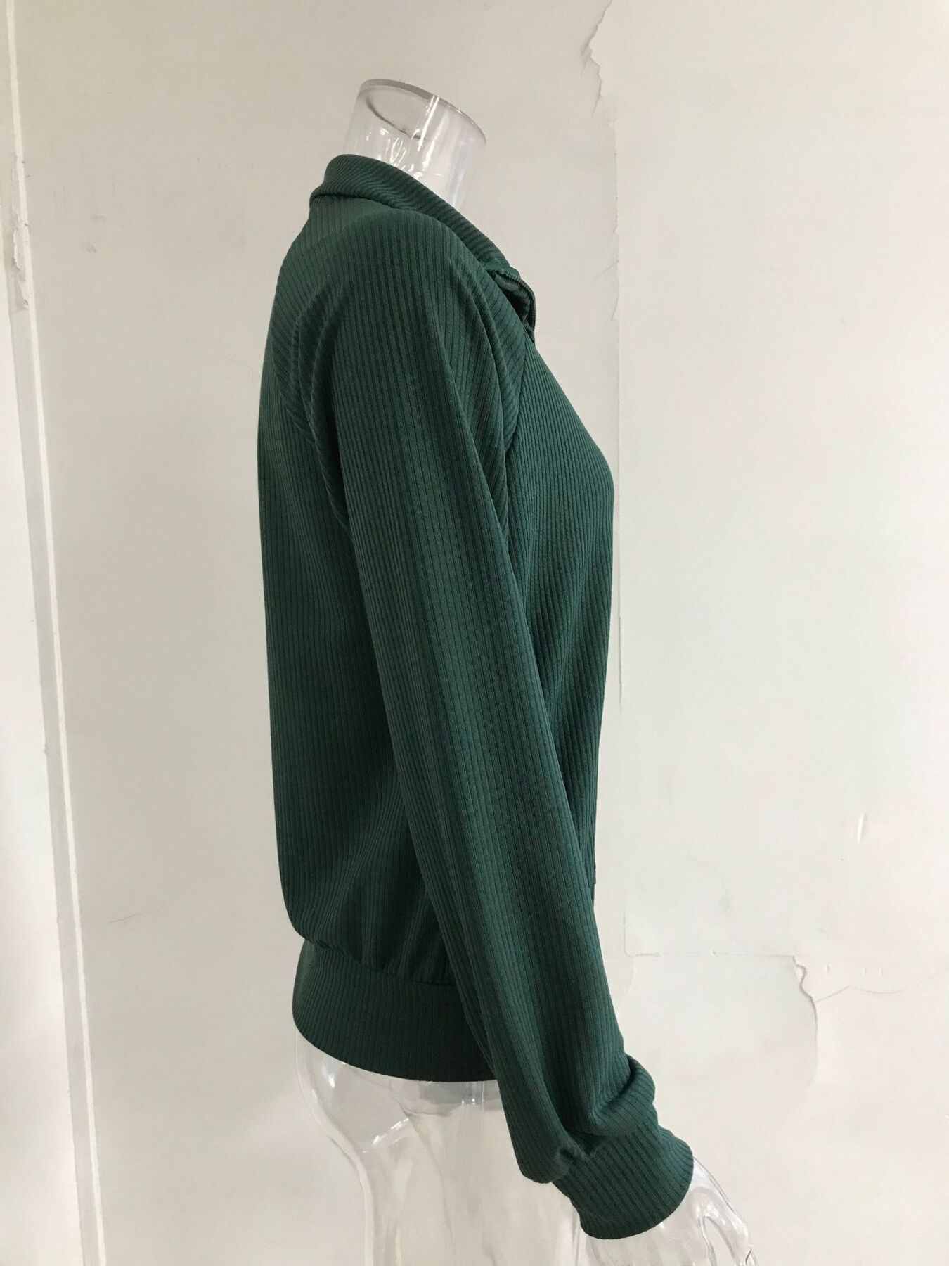 Ribbed Knit Zip-Up Outerwear Plus Size-Free Shipping - aurelia-clothing-8955