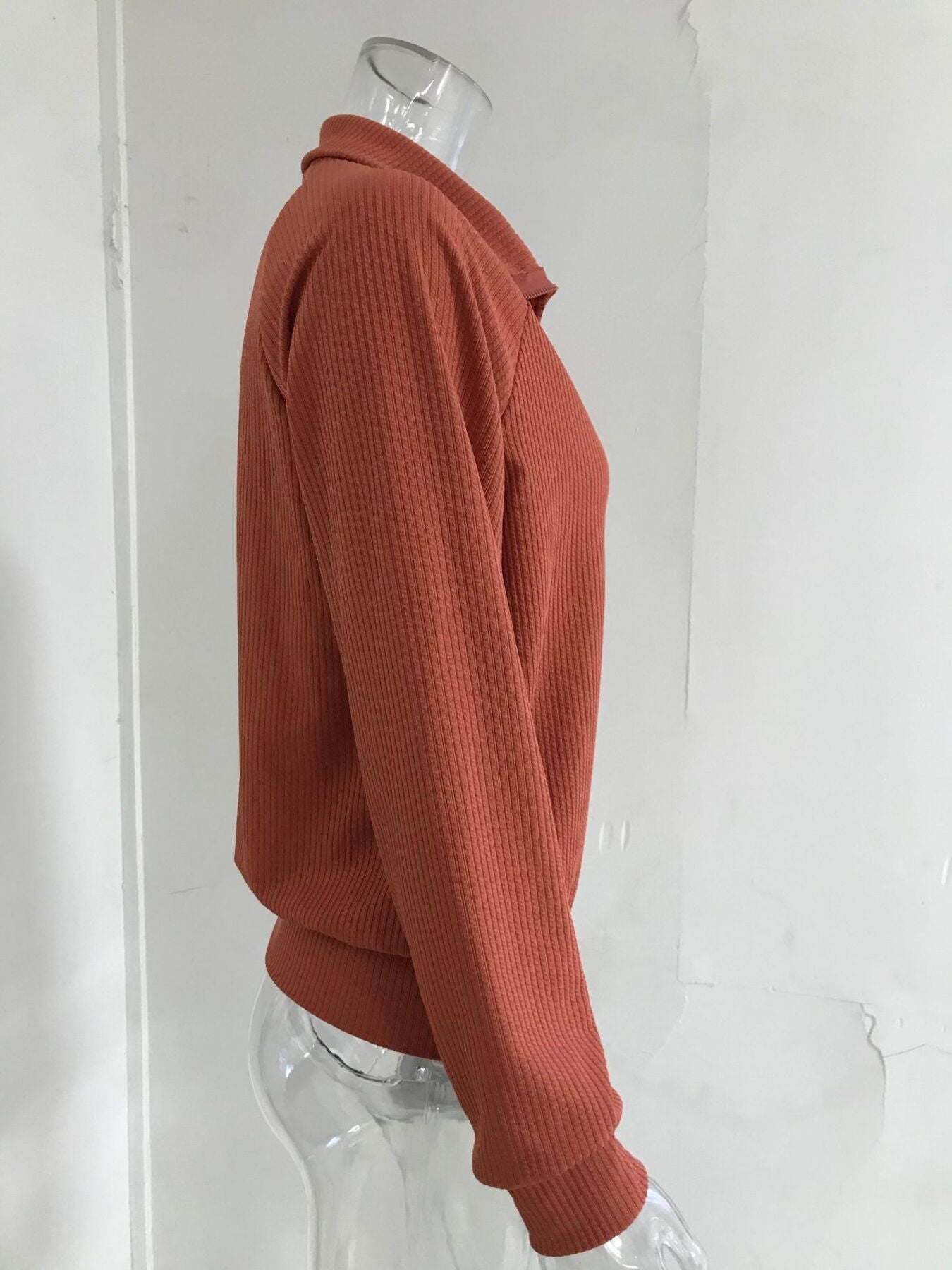 Ribbed Knit Zip-Up Outerwear Plus Size-Free Shipping - aurelia-clothing-8955
