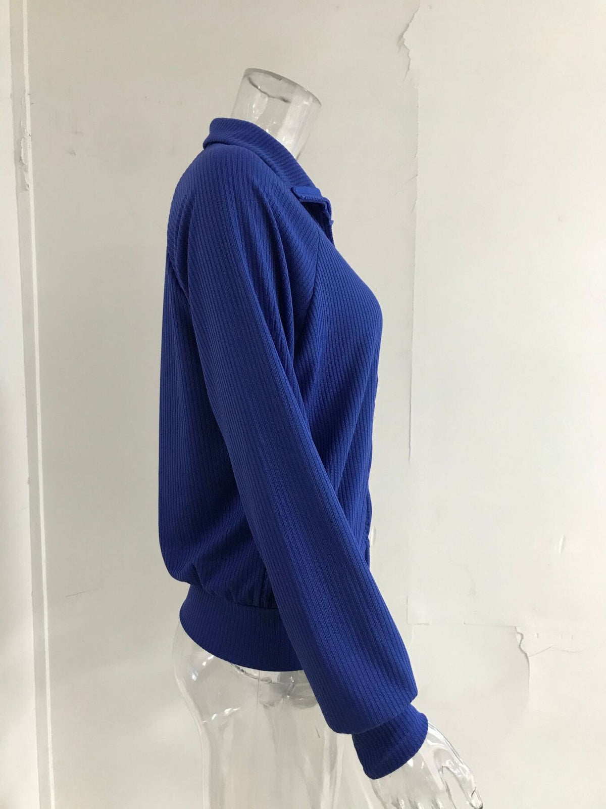 Ribbed Knit Zip-Up Outerwear Plus Size-Free Shipping - aurelia-clothing-8955